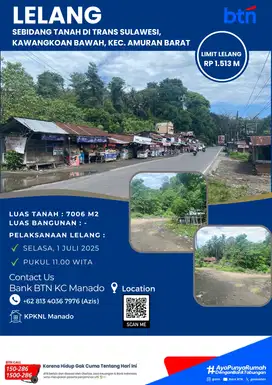 Dijual sebidang tanah di Jl. Trans Sulawesi, Minahasa Selatan