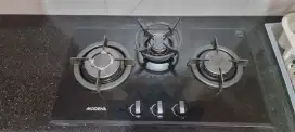 Kompor gas 3 tungku plus cooker hood Modena kondisi 99%