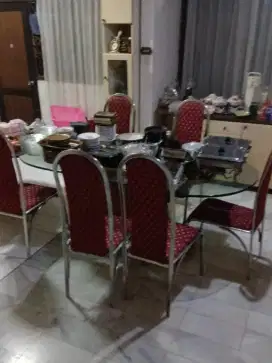 Meja Makan Solid Stainless Import 6 Seater