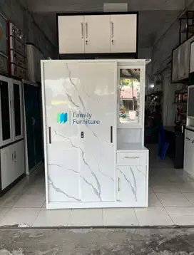 Lemari Pakaian Plat Besi Kombi Meja Rias Anti Rayap, Air dan Karat