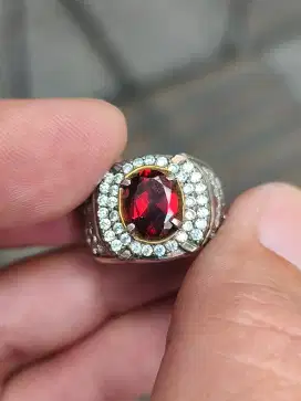 Cincin Batu garnet pyrope 1.96 crat ring perak memo MGL top kristal