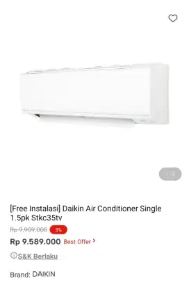 PROMO KREDIT DAIKIN AC SINGLE 1.5PK