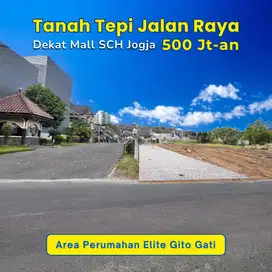 Tanah Tepi Jalan Area Gito-gati Jogja, Nyaman Huni dan Asri