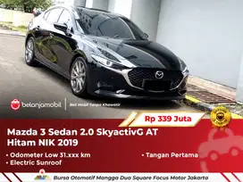 [ LOW KM ] Mazda 3 Sedan 2.0 SkyactivG Sunroof AT Hitam 2019 2020