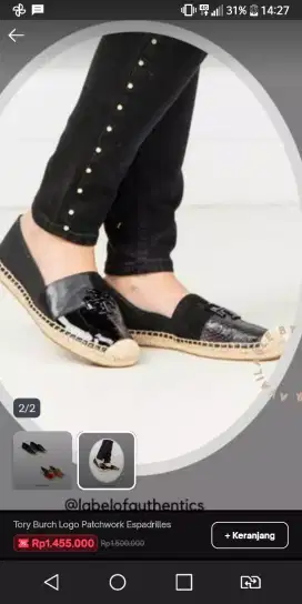 Sepatu Torry burch sparderilles multi leather flat,
