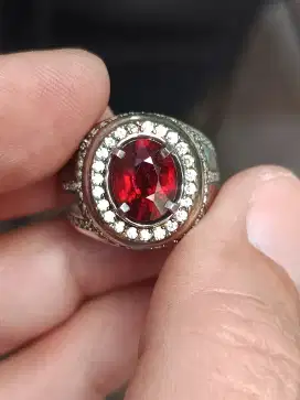 CincinBatu garnet almandine 2.96 crat ring perak memo skylab