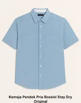 Kemeja Pendek Pria Bossini Light Blue Stay Dry Original Size M