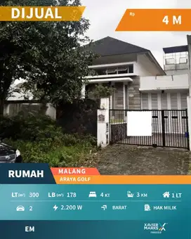 e082 Hunian Semi Furnished Langsung Siap Huni, Raya Golf Araya Malang