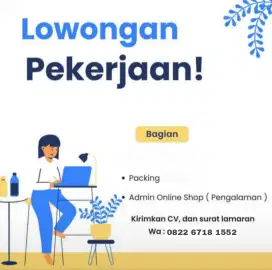 Loker Packing paket Olshop & Admin stok