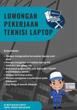 Lowongan kerja teknisi laptop
