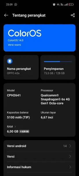 Hp Oppo A3X mulus