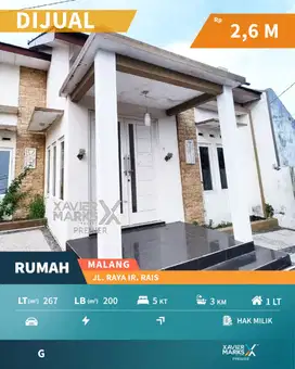 Dijual Rumah Terawat Poros Jalan di Raya Ir Rais Malang