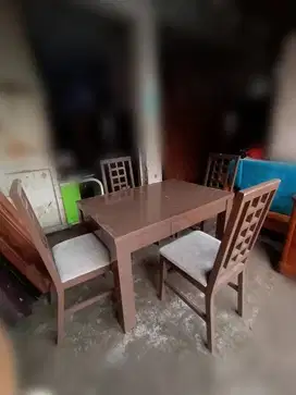 Meja Makan kayu + kursi 4