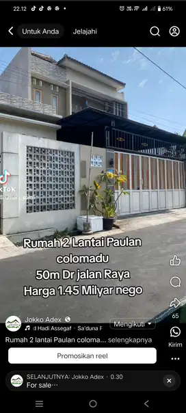 Rumah 2lantai paulan colomadu dekat kota solo