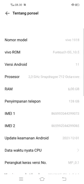 Vivo Z1 pro ram 6/128 , minus lcd retak. & kaca belakang kamera copot