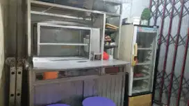 Dijual Gerobak Mie ayam 2 tungku + showcase