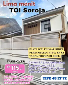 Rumah 3 kamar tidur di Cluster 5mnt ke Gerbang TOl Soroja Over Kredit