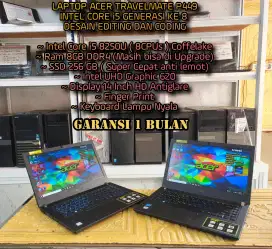 LAPTOP ACER TRAVELMATE SUPER MULUS INTEL CORE i5 8TH 
LAPTOP CODING