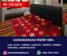 GUNAWANGSA MERR 1BR+‼️ Apartemen Studio Unit Lebih Luas View Pool