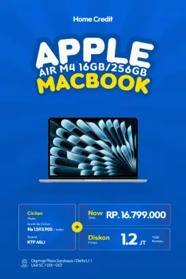 MACBOOK AIR M4 16gb / 256gb DISKON 1.2jt