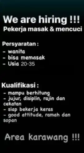 Dicari Karyawan Dagangan jualan