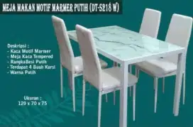 Meja + Kursi Makan Motif Marmer DS Pevita-S 4K
