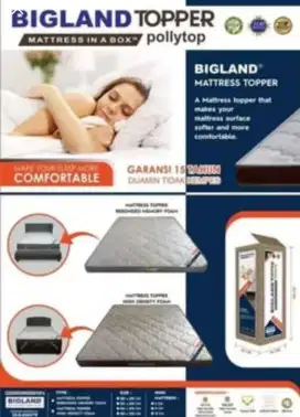 Matras Bigland Topper Pollytop Full Busa Tebal 8 cm