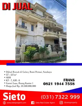 DiJual Rumah di Galaxy Bumi Permai, Surabaya