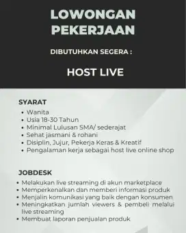 Lowongan Kerja Host Live