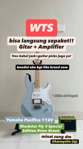 DIJUALLL MURAHH GITAR YAMAHA PACIFICA + AMPLIFIER