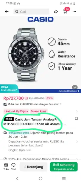 CASIO Jam Tangan Analog Pria