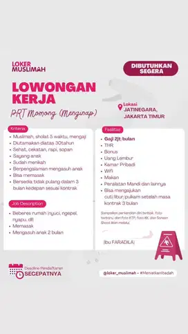 BUTUH CEPAT ART + MOMONG MENGINAP