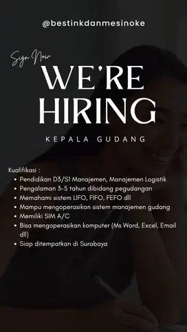 OPERASIONAL KEPALA GUDANG, SURABAYA