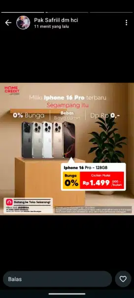 PROMO CICILAN IPHONE 16 PRO & PRO MAX FREE ADMIN BUNGA 0%