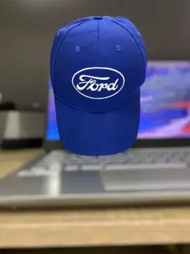 Topi simple biru logo Ford preloved