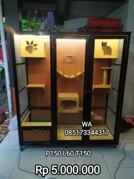 Kandang kucing alumunium + playground bisa COD