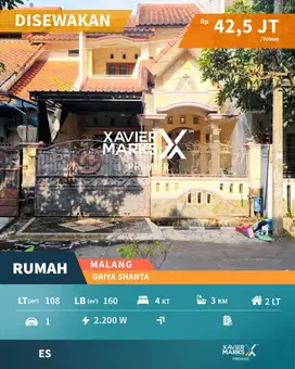 Di Sewakan Rumah 2 Lantai Di Griyashanta Malang