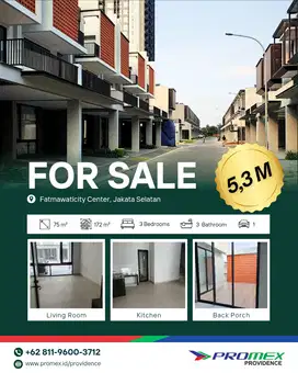 Modern Townhouse 3 Lantai di Fatmawati City Center – Lokasi Strategis!