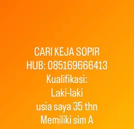 Saya ingin berkerja menjadi sopir pribadi, saya memiliki sim A & C