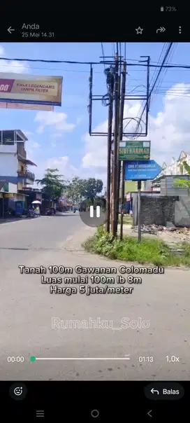 Tanah tepi jalan utama Adi Sumarmo colomadu dekat bandara sooo