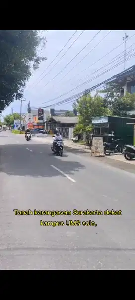 Tanah 345m Tepi jalan utama UMS solo