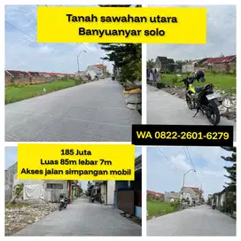 Tanah 85m sawahan utara Banyuanyar solo