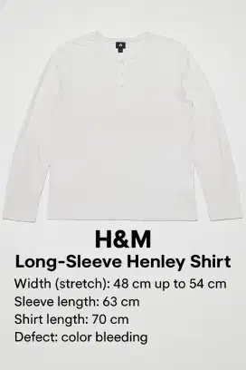 Kaos Pria Tangan Lengan Panjang H&M Original Putih