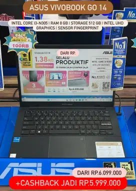 PROMO KREDIT LAPTOP ASUS VIVOBOOK GO 14 CORE I3 GRATIS 1X CICILAN