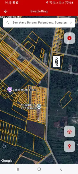 Tanah 5300 M² Lebak Murni Murah Perumahan Subsidi Palembang banyuasin