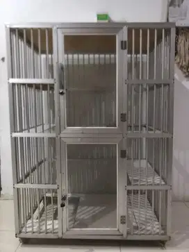 Dijual Kandang Kucing 2 Tingkat Aluminium + Bonus 2 Litter Box