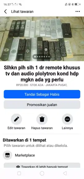 Slhkn lh slh 1 dr remote tv/audio Polytron kond hdp mgkn ada yg perlu