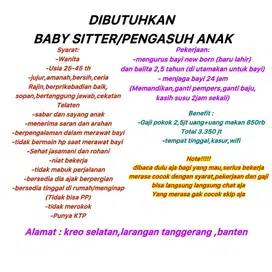 DICARI BABY SITTER YANG BERPENGALAMAN