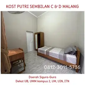 Kost kos Putri Malang dekat UB, UMM kampus 2, UM, UIN, ITN