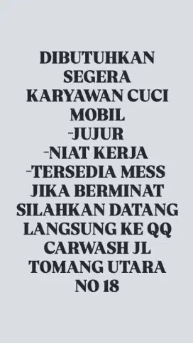 Di cari pegawai steam cuci mobil